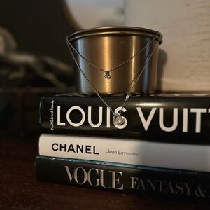 Christian Dior Silver Tone Heart Pendant Rhinestone Layered Vintage Necklace